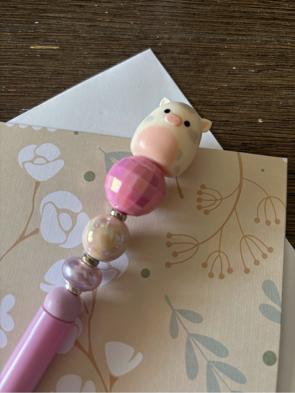 Squishmallows Pig handmade beaded pen